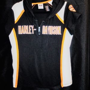 Harley Davidson Short Sleeve, Zip-Up Hooded T - L